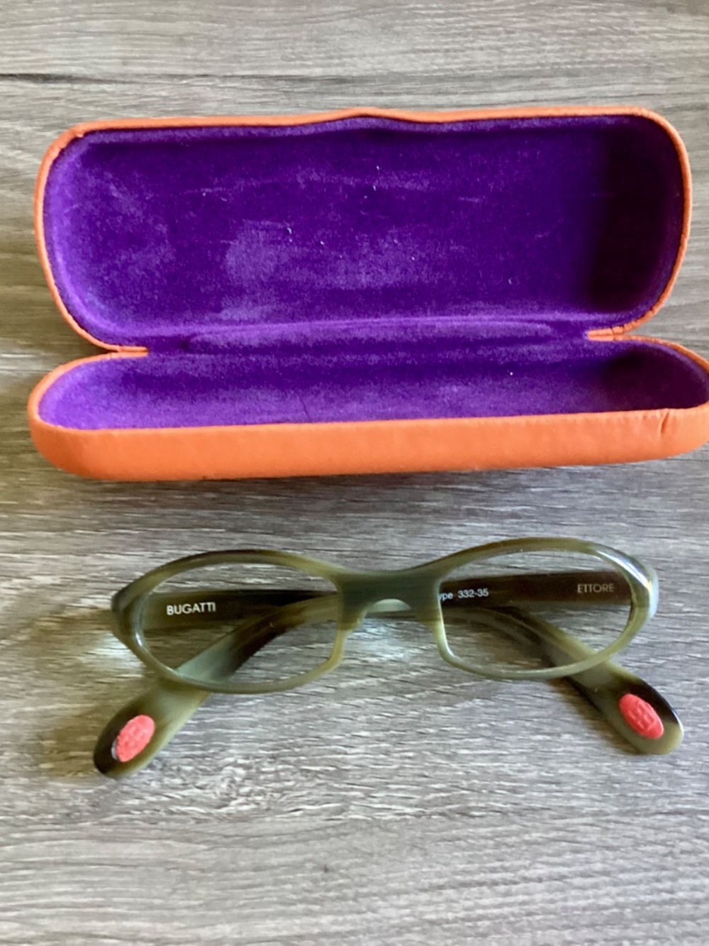 BUGATTI Brille Odotype 332-35 Ettore 47[]20 Eye Frames Corne Olive France Used,